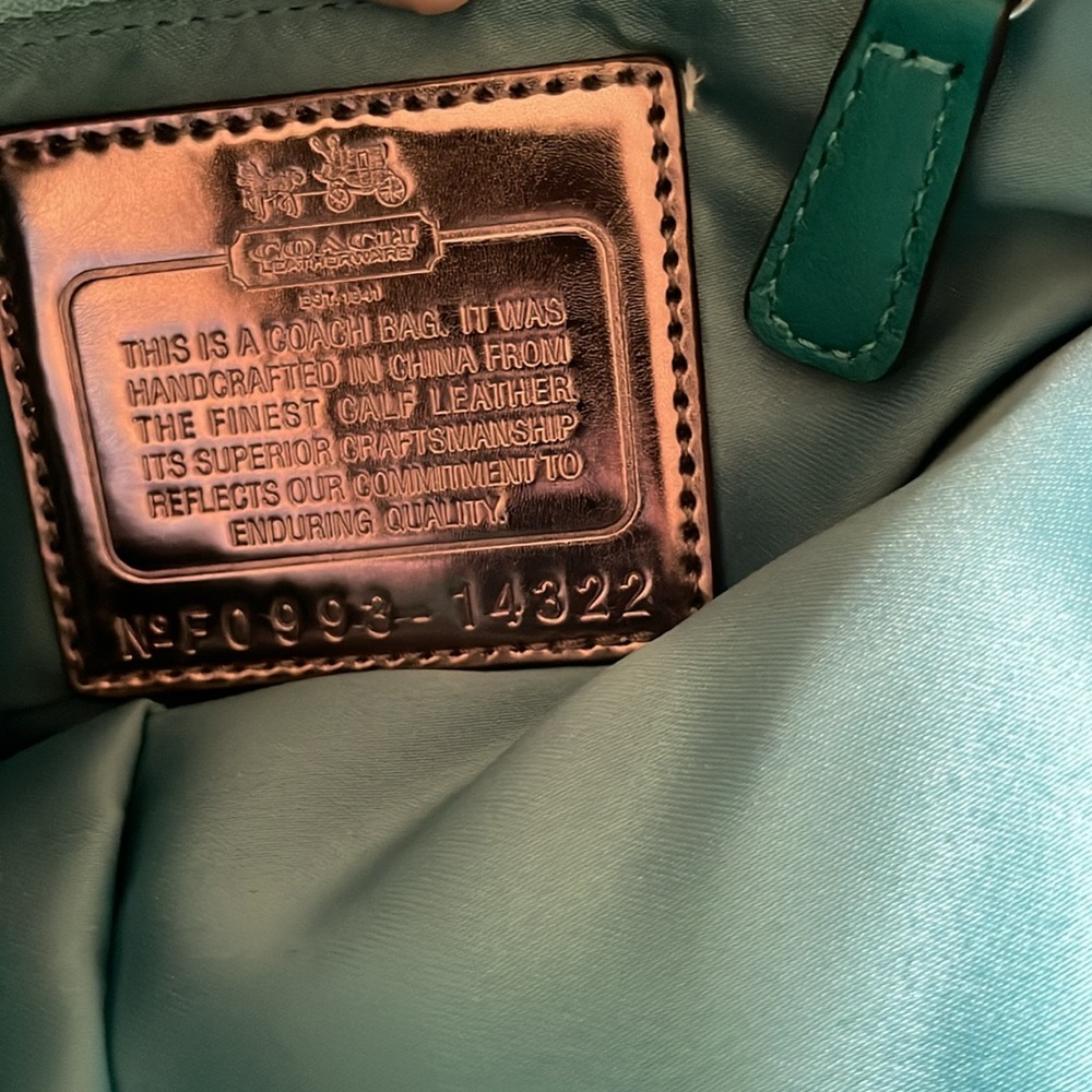 Coach Emerald Green Patent Leather Shoulder Bag - Picture 10 of 12